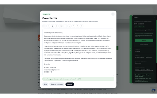 Cvelo Autofill :: Autofill supported job applications with your Cvelo resume, cover letter, and profile data.