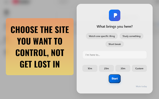 Pause | Purposeful Browsing :: Browse with intention. Set clear goals before visiting distracting sites and stay focused with mindful timers.