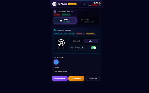 No Music - Watch YouTube & All Websites with No Music :: Remove background music from YouTube and any other website. Watch videos and listen to audio without music.