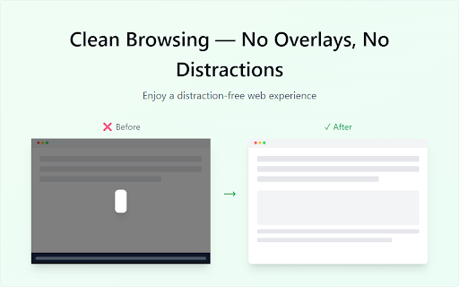 Popup Blocker – Clean Web & Remove Overlays :: Automatically blocks cookie banners, newsletter popups and annoying overlays. A clean, distraction-free browsing experience.