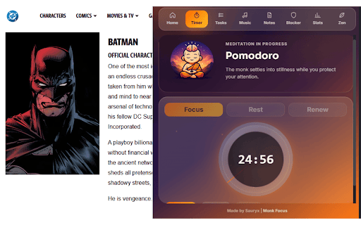 Monk Focus :: Monk Focus is your all-in-one productivity companion. Modern Pomodoro timer, to-do list, quick notes, stats, and distraction blocker
