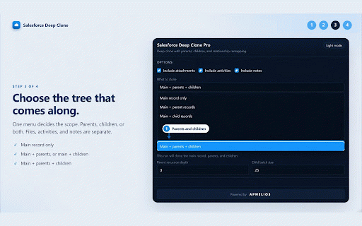 Salesforce Deep Clone :: Deep clone Salesforce records with parents and children, same org or cross-org.