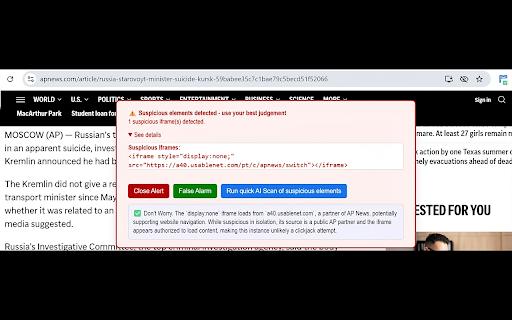 PageShield :: Detects hidden elements (buttons and windows) on websites and blocks trackers.