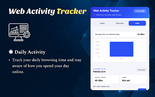 Web Activity Tracker :: Track active browsing time per website and alert when a custom time limit is reached.