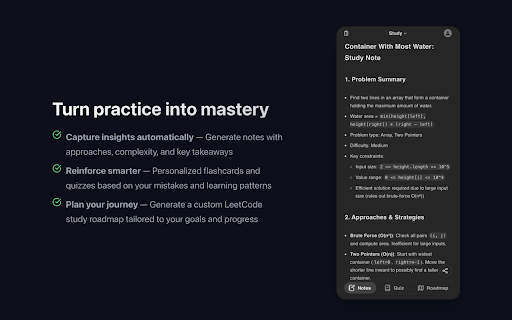LeetCopilot: LeetCode AI Assistant :: Practice LeetCode smarter with AI hints, personalized study notes, and realistic mock interviews for coding interview preparation.