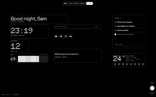DotTab: Minimal New Tab Dashboard & Widgets :: Replace your new tab with a clean dot-matrix dashboard: clock, tasks, notes, weather, pomodoro, habits, games. Drag on a grid.