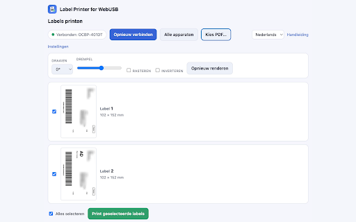 Label Printer for WebUSB :: Capture shipping labels and print them straight to your TSPL label printer over WebUSB — fast, local, no detour.
