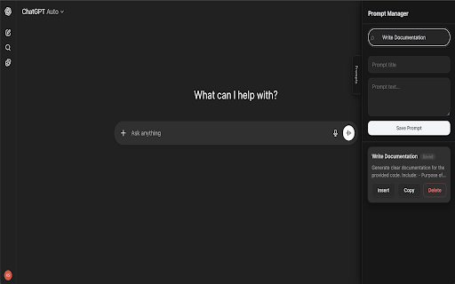 ChatGPT Prompt Manager – Save & Reuse Prompts :: Save, search, and insert reusable prompts directly inside ChatGPT.