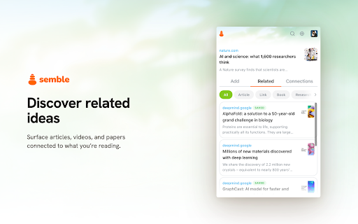 Semble :: Save pages to your Semble library, organize them into collections, and create typed connections between them.