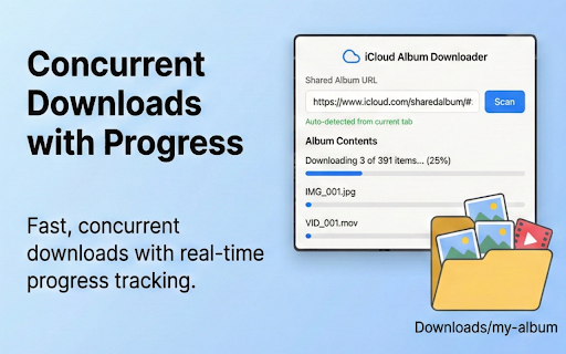 iCloud Album Downloader :: Download entire shared iCloud photo albums — see item counts and download everything in one click.