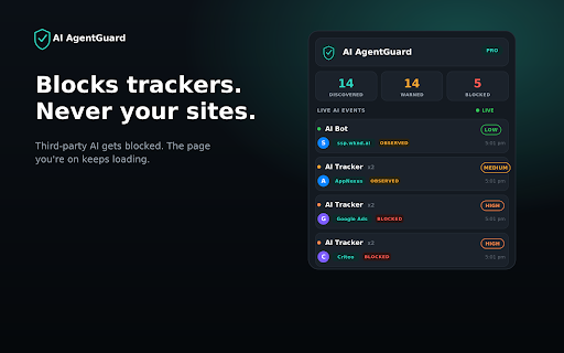 AI AgentGuard :: Next generation firewall. Find & block AI agents, bots & trackers. Shadow AI? Handled.