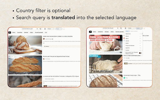 YouTube Language Filter :: Find YouTube videos in a selected language, minimize distractions on YouTube. Optionally also filter by country.