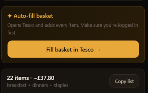 Fridge to Fork :: Plan meals, build your shopping list, and fill your supermarket basket automatically.