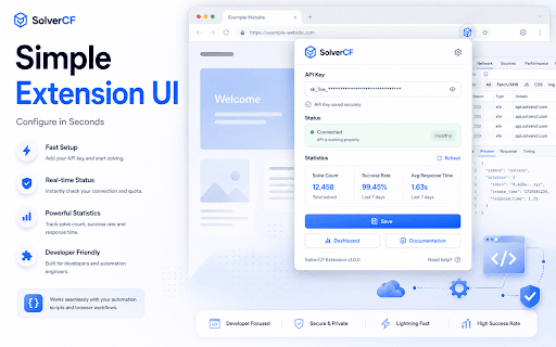 SolverCF :: Automatically solve Cloudflare Turnstile, Google reCAPTCHA v3, and reCAPTCHA v3 Enterprise challenges via solvercf.com.