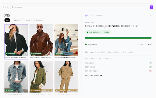 Fibr :: See fabric composition at a glance while browsing fashion retailers.