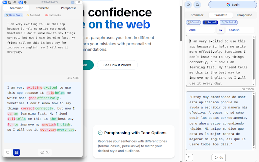 Parafrazo | Grammar, Rewrite, Translate :: Master your writing with instant grammar correction, smart rephrasing, and seamless translation for faster language learning.