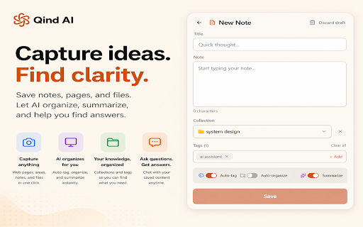 Qind AI Web Clipper :: Capture, organize, and enhance your web content with AI-powered tagging and summarization.