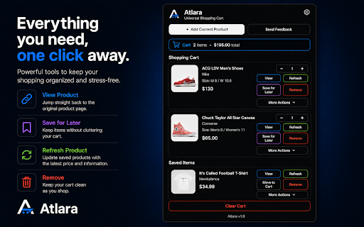 Atlara Cart :: Save products from different websites into one cart.