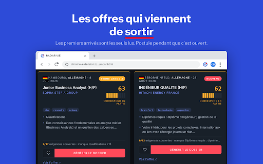 RADAR VIE PRO :: Trouve les offres à l'international — V.I.E et tableaux de recrutement — qui correspondent à ton parcours, et prépare ton dossier.
