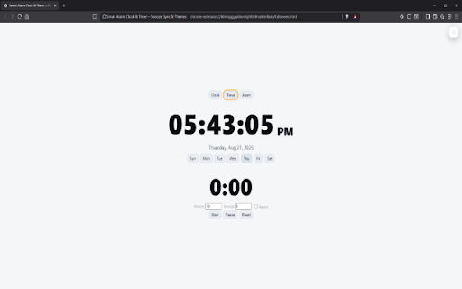 Smart Alarm Clock & Timer – Snooze, Sync & Themes :: Set alarms & timers with snooze, repeat, and synced dark/light themes in popup and fullscreen.