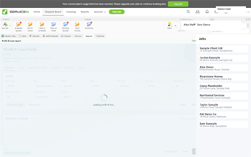 ServiceM8 Dashboard Tabs :: ServiceM8 Dispatch Board tools for invoices, job documents, reporting, diagrams, and AI.
