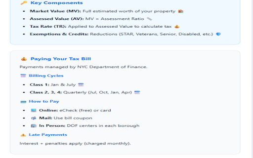 NYC Property Tax Alert :: Alerts NYC property owners of upcoming tax due dates with countdowns, reminders, and optional tax calculation tools.