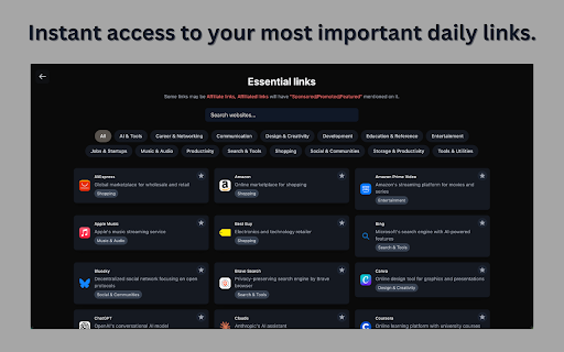 Essentio – A Minimal, Fast, and Clean New Tab for Focus :: A clean new tab to boost focus and productivity with quick tools, daily inspiration, and a playful touch.