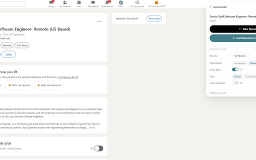 ResumesTailor :: One-click resume and cover letter tailoring for any job posting.