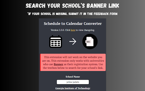 Schedule to Calendar Converter :: Converts schedule on Banner to .ics file, allowing users to directly add classes on their device calendar