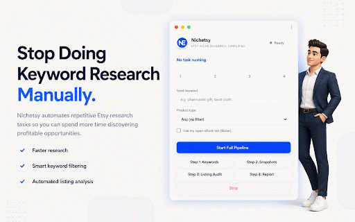 Nichetsy - Keyword Automation :: Nichetsy — Smart Etsy niche research and SEO with eRank keywords, live competitor, listing audits, and instant GO/NO-GO checks.