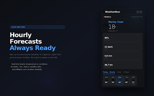 WeatherNow – Hourly & Weekly Forecast :: Live weather animations, air quality index, hourly & weekly forecasts, dark/light mode. Free, no API key needed.