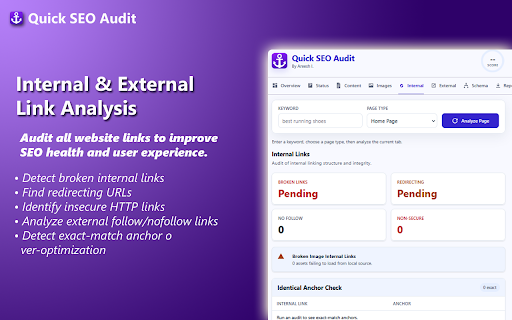 Quick Onpage SEO Checkup :: Audit the currently opened page for keyword coverage, headings, schema, word count, and an SEO score.