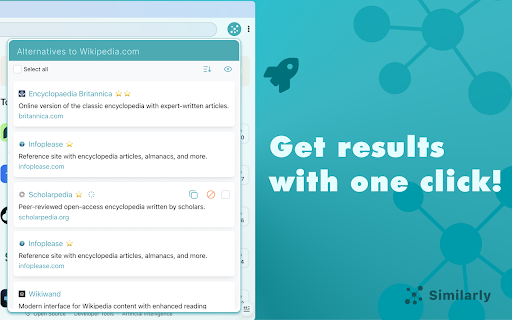 Similarly - similar websites & webpages :: Shows top alternatives to any webpage or website