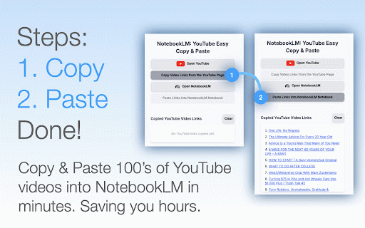 NotebookLM: Youtube Easy Copy & Paste :: Easily add 100s of YouTube videos to NotebookLM.