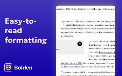 Bolden- Read faster (ADHD) :: Bolden enhances reading by applying a gradient visual style to text on web pages, helping users maintain focus and reading flow.