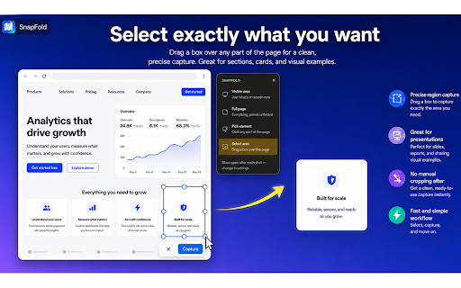 SnapFold: Full Page & Content Screenshots :: Capture full webpages, scrollable elements, nested panels, chat histories, and iframe content in one high-resolution screenshot.