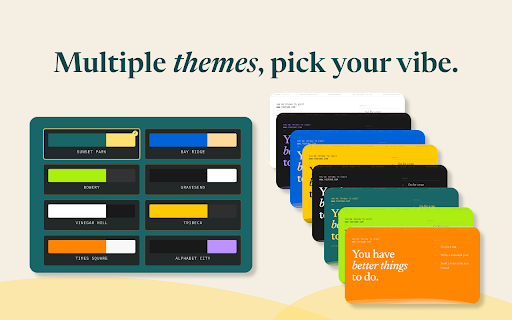 Better Things To Do :: Redirect distracting sites to your personal list of better things. 100% local - no accounts, analytics, or tracking.