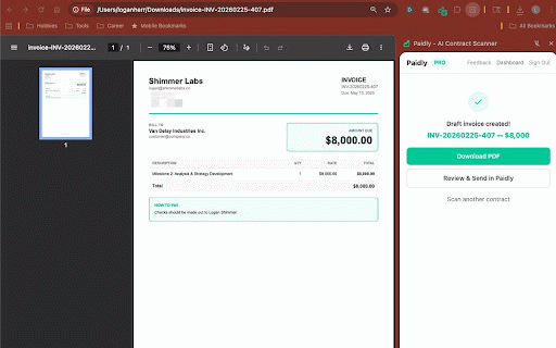 Paidly - AI Contract Scanner :: Scan contracts in your browser and create invoices instantly with AI