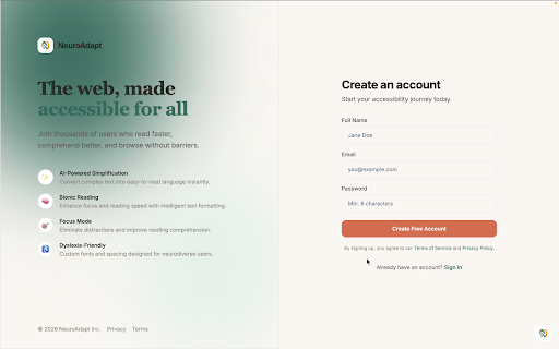NeuroAdapt :: AI-powered web accessibility for Dyslexia, ADHD, and more.