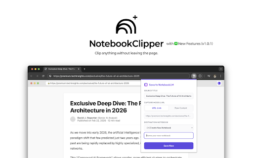 NotebookClipper: Save to NotebookLM :: Clip web pages to Gemini Notebook with one click. Best productivity tool for research and AI summarization.