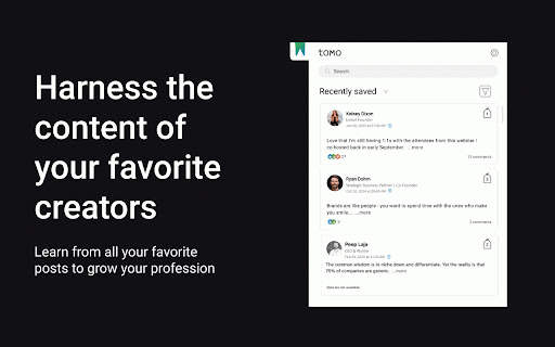 Tomo - Organize Saved LinkedIn® Posts :: Tag, Filter and Search your saved LinkedIn® posts to easily reference your favorite content.