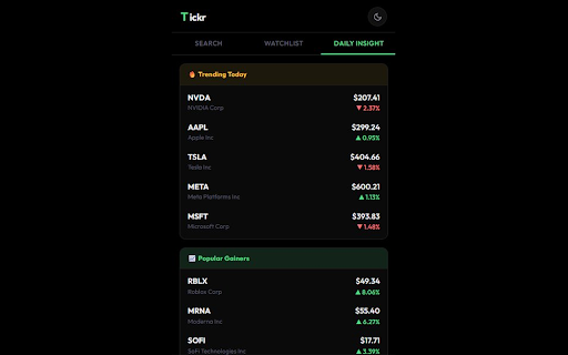 Tickr - Live Stock Dashboard :: Live stock data, news, and insights — right in your browser.