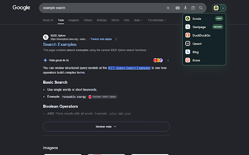 Free Search Switcher :: A cross-browser extension for switching between preferred and custom search engines while preserving the current search query.