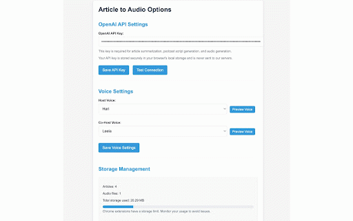 Article to Audio: Local Version :: Extract articles, save them locally, and generate audio podcasts using OpenAI API.
