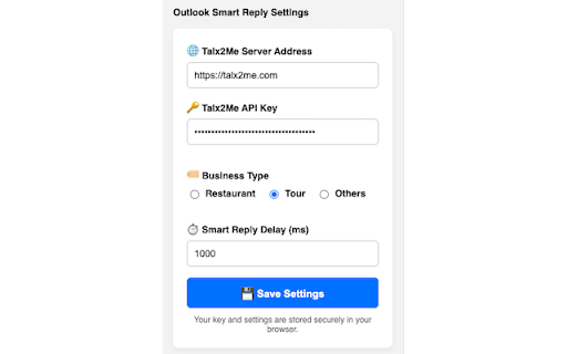 Talx2Me Outlook Smart Reply :: Adds an AI "Smart Reply" button to Outlook that generates quick, personalized replies. Set up at talx2me.com to get started.