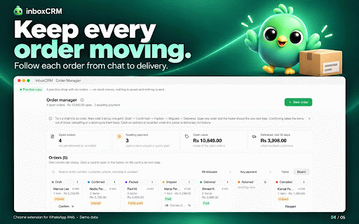 WhatsApp CRM – InboxCRM: Pipeline, Scheduler & Auto Reply for WhatsApp Web :: WhatsApp CRM for WhatsApp Web: kanban sales pipeline, contact notes & tags, quick replies, scheduled messages, chatbot & auto reply