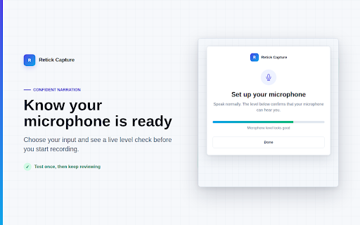 Retick Capture :: Record browser reviews and send them to Retick for AI-powered issue analysis.