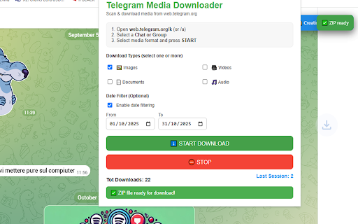 Telegram Media Downloader :: Automatically download media files (images, videos, documents, audio) from Telegram chats and groups.