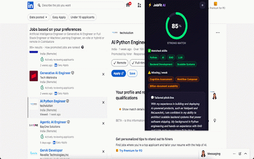 JobFit AI — Instant Resume Match :: Instantly see how well your resume fits any job posting, with AI-generated tailored pitches.