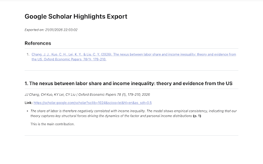 Google Scholar Highlights Export :: Batch export highlights and comments from Google Scholar My Library.